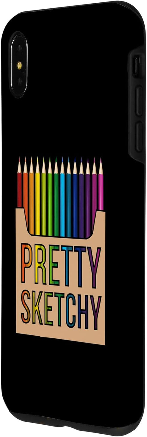 iPhone XS Max Pretty Sketchy Fun Art Lover Colored Pencils Artists Case...