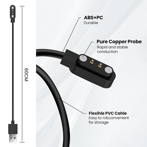 E ECSEM Intended for Cosmo JrTrack/Cosmo JrTrack 2/Cosmo JrTrack 3 Kids Smart Watch Charger Cable, 60CM Replacement Magnetic USB Charger Cable Cha...