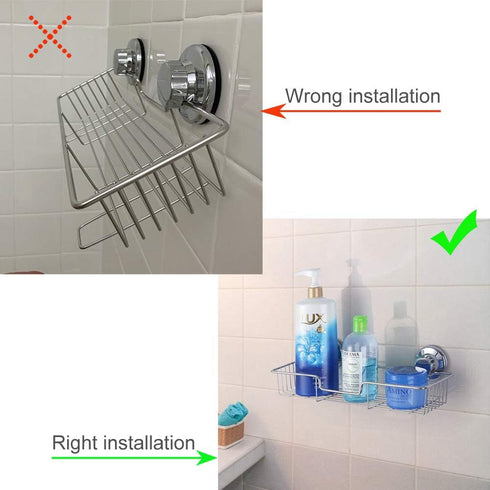 ARCCI Suction Shower Caddy, Shower Shelf Basket with Hooks, Wall Mounted Bathroom Organizer - 304 Stainless Steel Shower Rack for Shampoo, Conditi...