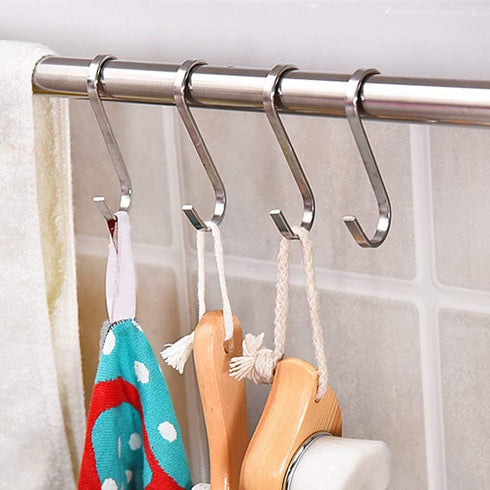 YourGift 20 Pack Flat S Hooks Stainless Steel 3 inches S Shaped Hanging Hooks for Kitchen, Bathroom, Bedroom and Office (Medium)...