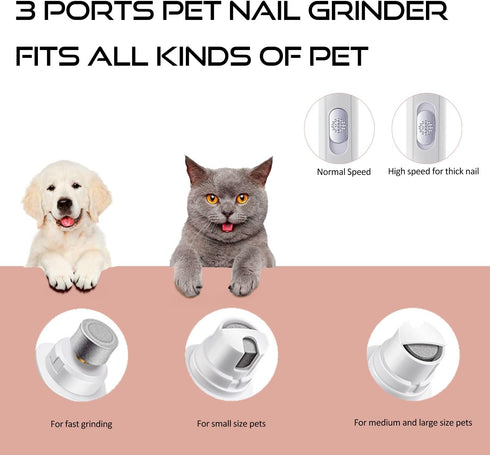 Safe Electric Dog Nail Clipper - Upgraded Rechargeable and Quiet Dog Nail Trimmer Grinder - 2 Speed Professional Dog or Cat Grooming Tools...