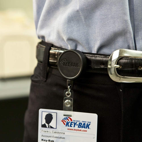 KEY-BAK MID6-Duo Heavy Duty Badge Reel and Keychain That Holds 10 Keys, Belt Clip, Black, Medium (0006-0804)...
