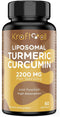 Liposomal Turmeric Curcumin Supplement 2200 mg with Black Pepper Extract 15 mg for High Absorption and Joint Function, 60 Softgels for Adults...