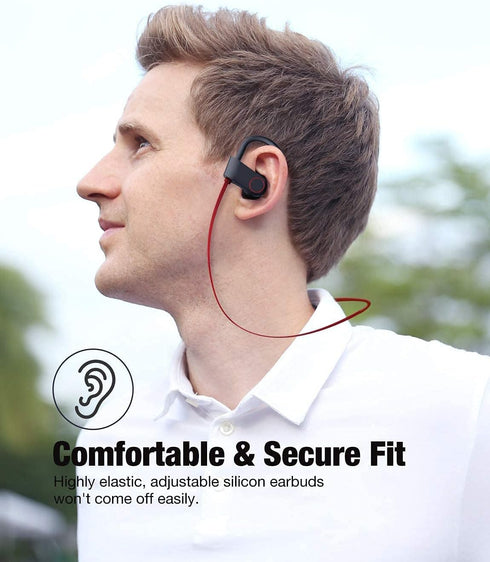 Otium Bluetooth Headphones, Wireless Earbuds IPX7 Waterproof Sports Earphones with Mic HD Stereo Sweatproof in-Ear Earbuds Gym Running Workout 15 ...