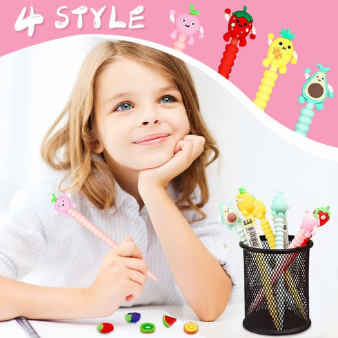24PCS Cute Mechanical Pencil Set, 8PCS Pastel Mechanical Pencil 0.5mm with 8PCS Fruit Erasers and 8PCS Pencil Refills, Colorful Mechanical Pencils...