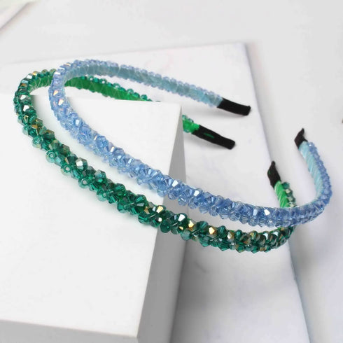 Fashion Super Shiny Women Two Rows Champagne Crystal Beads Headband Girls Headwear Rhinestone Beaded Hair Band Hair Accessories Women's Fashion He...