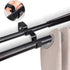 12 PCS Double Curtain Rod Brackets, Heavy Duty Curtain Rod Holder for Double Rod, Black Curtain Rod Hanging Brackets Wall Mount for Home Office...