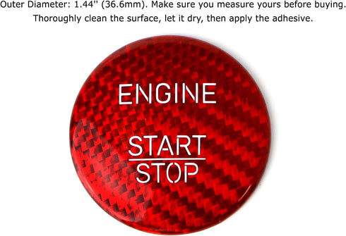 iJDMTOY Genuine Gloss Red Carbon Fiber Made Engine Push Start/Stop Button Decoration Cover Trim Compatible with Mercedes Keyless Engine Start...