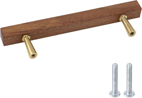 Semetall 4Pcs Wood Cabinet Pulls,3.78" Hole Center Cabinet Pulls,Wooden Handles for Dresser Drawers,Cabinets,Kitchen,Wardrobe...