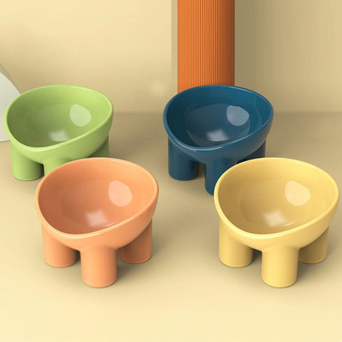 Cat Bowls Elevated Macaron Color Protects The Neck from Upsetting Plastomer Tilted Food and Water Bowl,Elevated Dog Bowls for Small Dogs (Turq)...