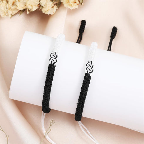 Red String Couple Bracelets 2 Pcs Matching Black Braide Bracelets Handmade Adjustable Braided Bracelets Valentines Day Gift for Couple Boyfriend G...