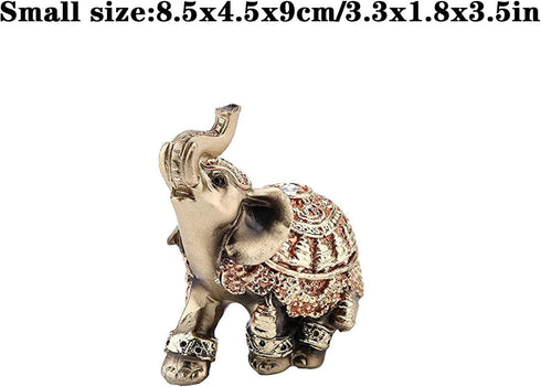 Golden Polyresin Elephant Statue Sculpture Trunk Wealth Lucky Collectible Figurine Gift Home Decor Feng Shui Ornament Elephant Decor Elephant Stat...
