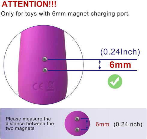 Magnetic USB DC Charger Cable 2.7ft Replacement Charging Cord for Rechargeable Toys Massagers Electric Toothbrush (6MM)...
