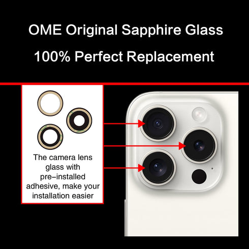 ASDAWN Back Rear Camera Lens Glass Replacement for iPhone 15 Pro 6.1 Inches with Pre-Installed Adhesive, ASDAWN Back Camera Lens Glass kit with In...