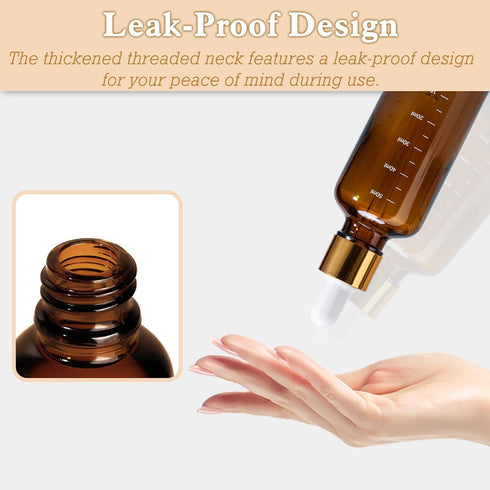 50ml Graduated Glass Dropper Bottles, Pack of 3 – Precision Measurement Dispenser for Essential Oils, Lab Use, and Serums...