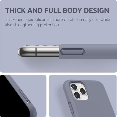 SURPHY Compatible with iPhone 11 Pro Case 5.8 inches, Thickened Liquid Silicone Phone Case (with Microfiber Lining) for 11 Pro 2019, Lavender Gray...