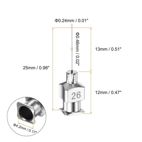 10pcs 26Gauge Stainless Steel Dispensing Needles, 1/2" All Metal Glue Needle Tube Blunt Tips Luer Lock for Thick Liquids, Ink, Glue, Lab Use...