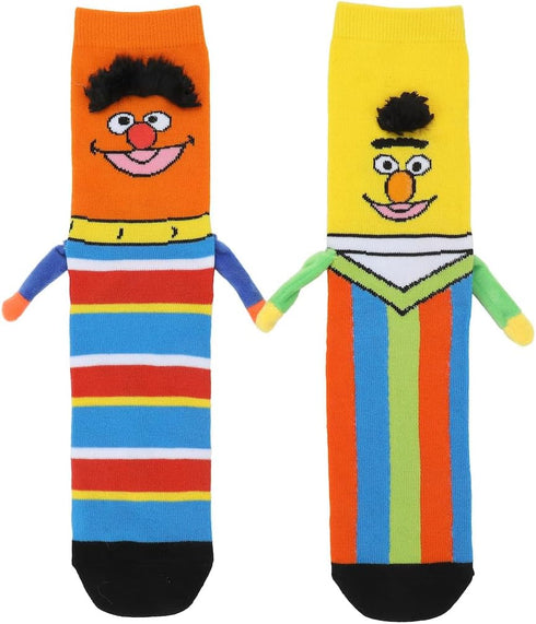 Sesame Street Bert & Ernie Women's Casual Crew Socks With 3D Arms & Magnetic Hands...