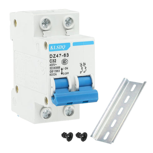 MECCANIXITY Miniature Circuit Breaker Low Voltage AC 32A 400V 2 Pole DIN Rail Installation DZ47-63 C32...