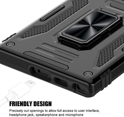 for Samsung Galaxy S24 Ultra Case, Shockproof Phone Case & Sliding Camera Cover & Ring Holder Kickstand with Screen Protector for Samsung Galaxy S...