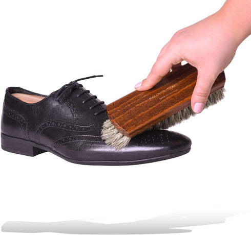 VALENTINO GAREMI Classic Shoe Shine Brush- Leather Footwear Polish Horse Hair Brush- Made in Germany...