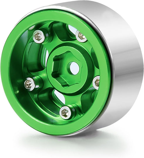 RC-Hub 4Pcs Aluminum Alloy 1.0" Micro Beadlock Wheels for 1/24 Axial SCX24 90081 AXI00001 AXI00002 RC Crawler Car (Green)...
