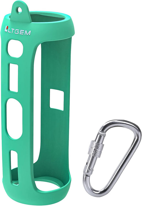 LTGEM Silicone Carrying Travel Case for JBL FLIP 5 Waterproof Portable Speaker with Extra Carabiner - Teal...