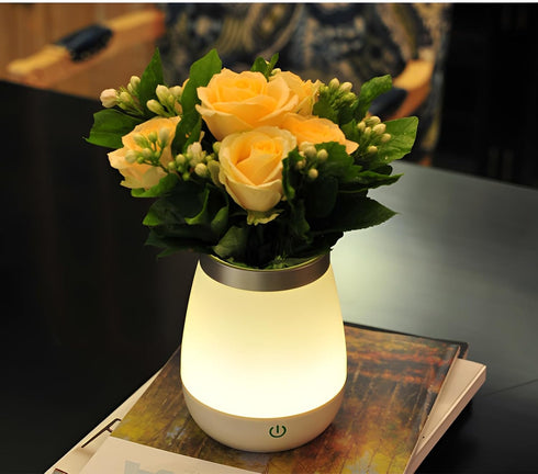 Vase Lamp Table Lamp USB Charge Flower Lamp Vase Table Lamp Dimmable Bedside Lamp Frosted Shade with Wood Base for Bedroom Living Room Office Desk...