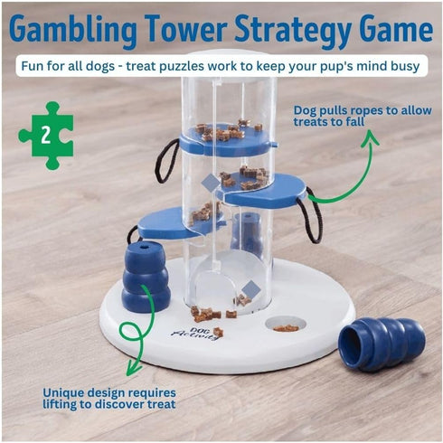 TRIXIE Gambling Tower Strategy Game, Intermediate Dog Puzzle Toy, Level 2 Activity, Treat Puzzle, Interactive Play, Enrichment...