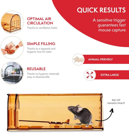 PATTLER® | 2 Humane Mouse Trap for Indoor and Outdoor Home | Mechanical Reusable Live Mouse Traps Catch and Release Mice from Garden, Garage, Atti...