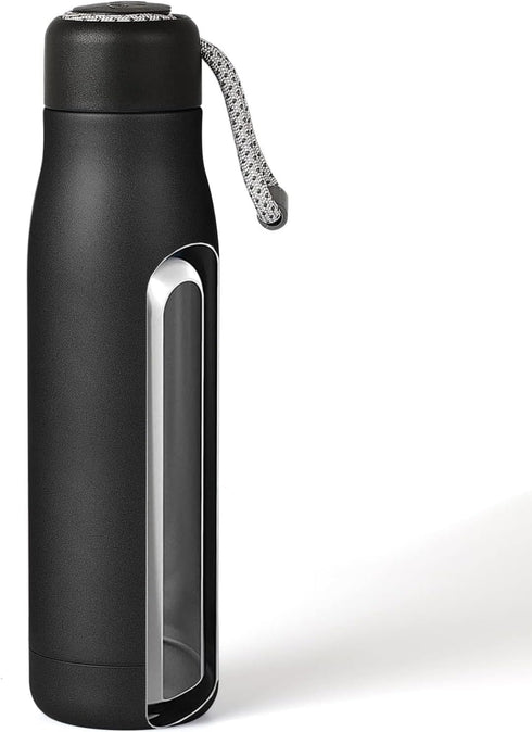 Water Bottle with Portable Lid Metal Thermos Vacuum Insulated Stainless Steel | Reusable Leak Proof BPA-Free Flask | 17oz, Black...