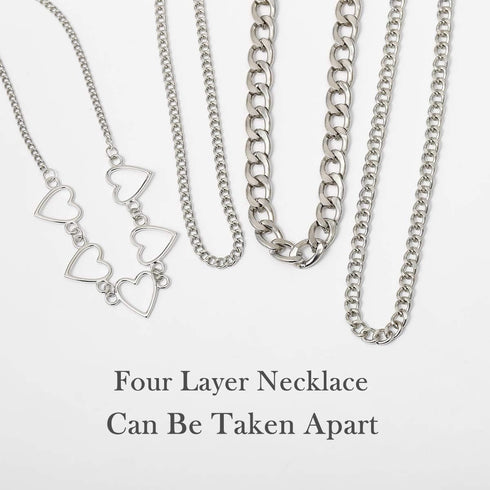 Simple Heart Necklace Lolita Choker Chain Layered Cuban Chunky Silver Chain Necklace for Women Men Chic y2k Clothes Jewelry...