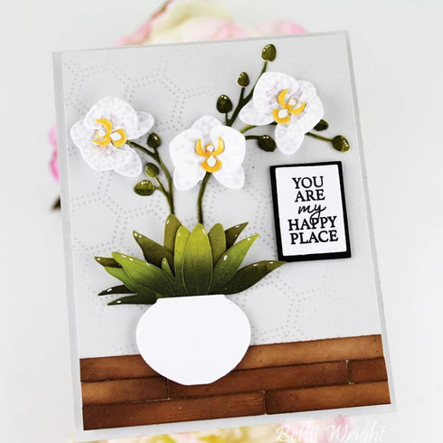 Blooming Orchid Metal Die Cuts, Flowers Leaves Plant Vase Flower Cutting Dies Cut Stencils for DIY Scrapbooking Album Embossing Paper Dies Card Ma...