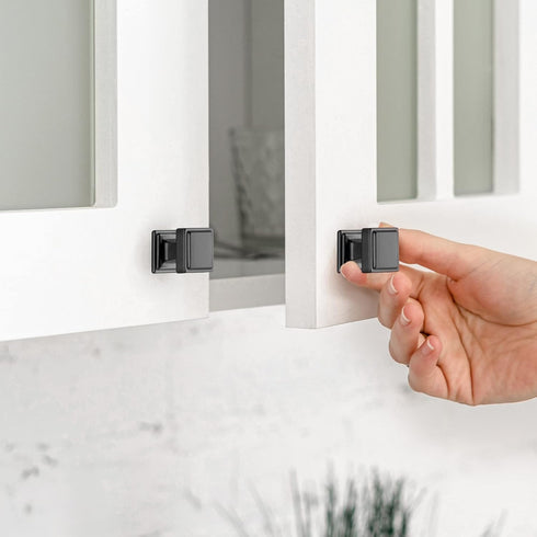 Home Expert Black Cabinet Knobs 5 Pack Kitchen Cabinet Knobs Square Black Knobs for Kitchen Cabinets and Drawers Matte Black Drawer Pulls and Knob...