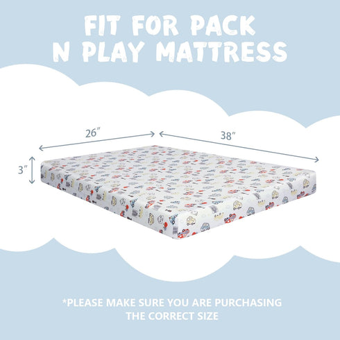 2 Pack Crib Sheets for Girls Boys, 38" x 26" Portable Pack N Play Sheets Fitted for Pack and Play Mattress and Mini Crib Mattress, Ultra Soft Cart...