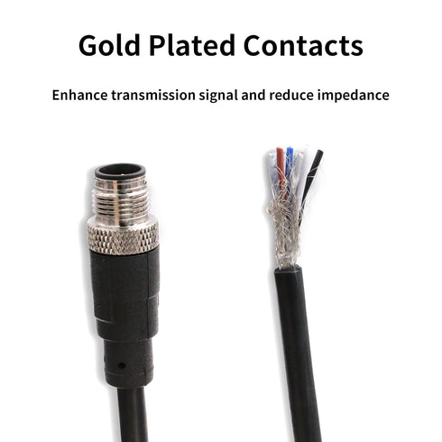 Eonvic Industrial M12 5 Pin Male Aviation Sensor Connector Electrical PVC Cable...