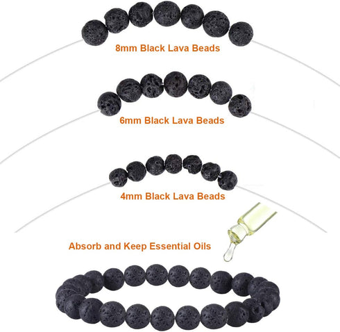 EuTengHao 602Pcs Lava Beads Stone Kits with 8mm Chakra Beads and Spacers Beads Bracelet Elastic String for Diffuse Essential Oils Adult DIY Jewelr...