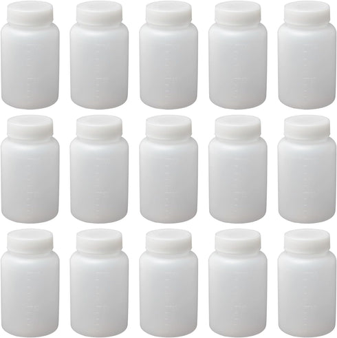 Bettomshin 5Pcs 100ml PE Plastic(Food Grade) Bottles, Wide Mouth Lab Reagent Bottle Liquid/Solid Sample Seal Sample Storage Container with Graduat...