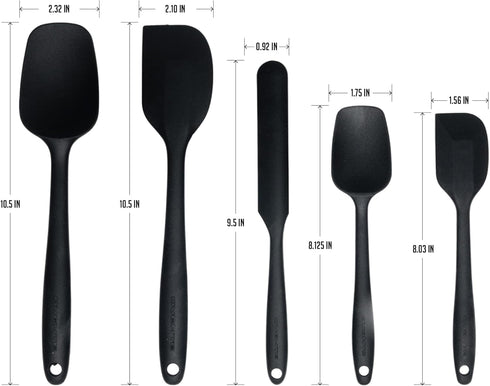 OVENTE Set of 5 Silicone Spatula , Food Grade Rubber Spatulas Heat Resistant w/ Stainless Steel Core & Seamless Design, Non Stick Rubber Spatula f...