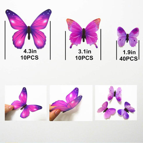 60PCS Butterfly Wall Decals - 3D Butterflies Decor for Wall Removable Mural Stickers Home Decoration Kids Room Bedroom Decor (Green)...