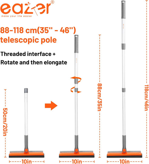 eazer 46'' Professional Window Cleaner Tool, 2-in-1 Rotatable Squeegee for Window Cleaning Kit, Window Washing Equipment Kit with Threaded Extensi...