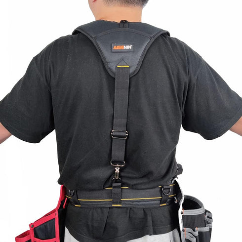 AISENIN Heavy-Duty Tool Belt Suspenders for Men, 3 Point Padded Suspenders Construction Suspender for Tool Belt...