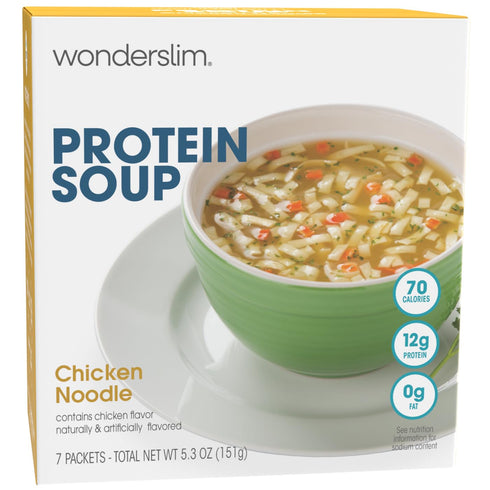 WonderSlim Protein Soup, Chicken Noodle, 70 Calories, 12g Protein, No Fat, Low Carb (7ct)...