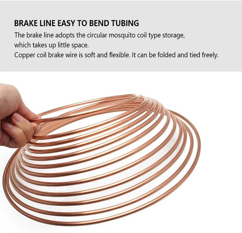25Ft 3/16 Brake Line Kit with 16 Brake Line Fittings,Pre Bent Brake Lines for Automotive Replacement Brake Lines,Copper Brake Lines and Fittings f...