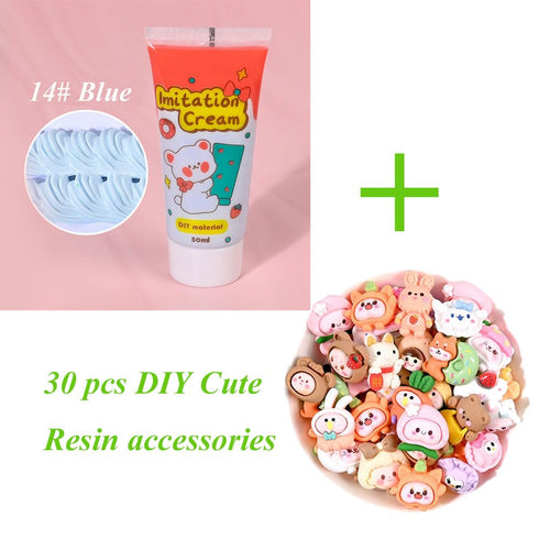 50ml Simulation Imitation Cream Adhesive Gel DIY Fake Whipped Cake Cream Glue for Handmade Phone Case Mirror Jewelry Accessories Decoration with N...