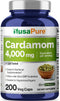 NusaPure Cardamom Extract 4000mg 200 Vegetarian Capsules (Non-GMO, Gluten Free)...