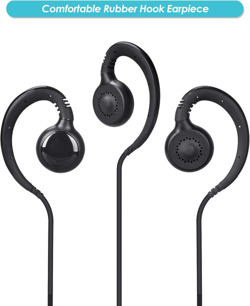 2-Pack Walkie Talkie Earpieces, 2.5mm/3.5mm 2-Pin Two Way Radio Headset with PTT Mic and 180° rotatable earbud, Compatible with Motorola Two-Way R...