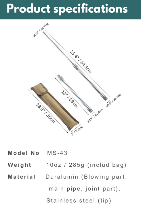 CAMPINGMOON Fire Blowing Stick Split Type Compact Fire Starter MS-43...