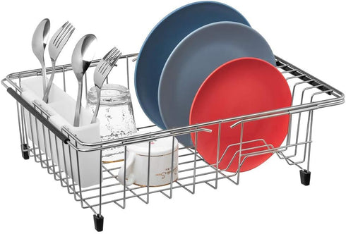 SANNO Utensil Drying Rack, Plastice Utensil Silverware Storage Holder fit for Dish Rack Over Sink, Chopsticks/Spoon/Fork/Knife Drainer Basket Flat...