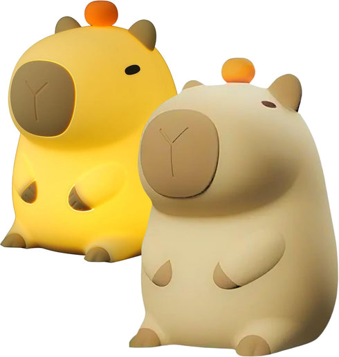 Cute Silicone Capybara Night Light – Soft Animal Kids Night Lights for Bedroom Portable USB Rechargeable Capybara Soft Light Lamp Touch Control Ki...